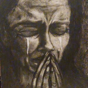 Emotive Black and White Art Illustration